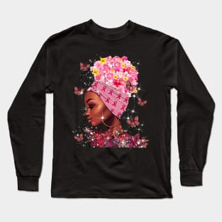 In October We Wear Pink Black Woman Breast Cancer Awareness Long Sleeve T-Shirt